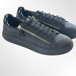 Zara Black Sneakers with Gold Zip Accent